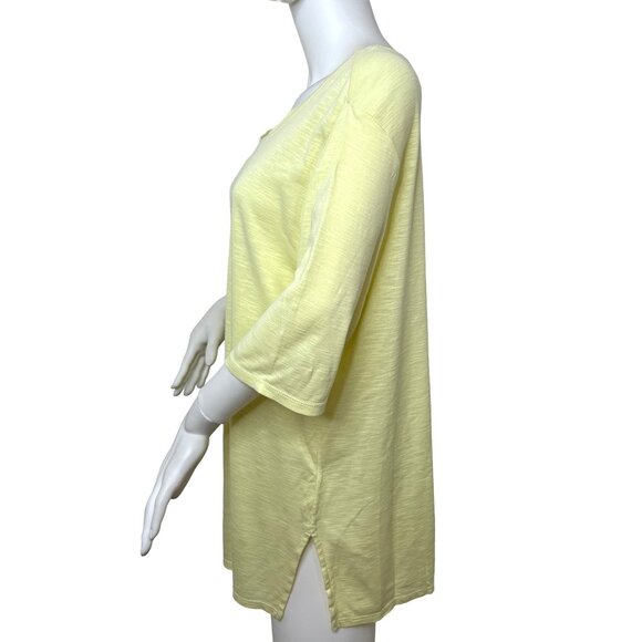 J. Jill Tunic Top Yellow XL Pima Cotton Scoop Neck T-Shirt Casual Work Travel - Picture 2 of 7